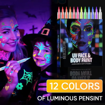 UV Neon Face Paint Markers 12 Colors