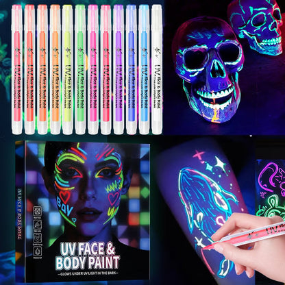 UV Neon Face Paint Markers 12 Colors