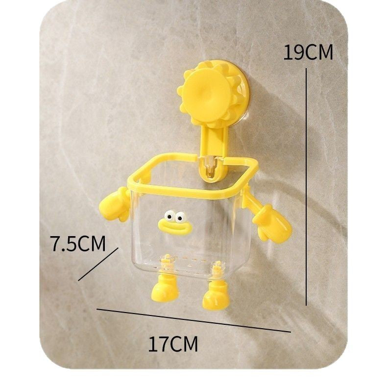 Toothbrush holder, wall-mounted, no-drill, suction cup, high-end multi-functional transparent plastic storage box for bathroom use.