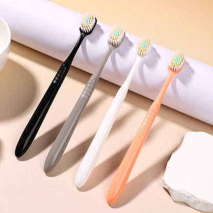 New Simple Soft Bristle Toothbrush for Students, Adults, and Home Use - Manual Double Cleaning Toothbrush