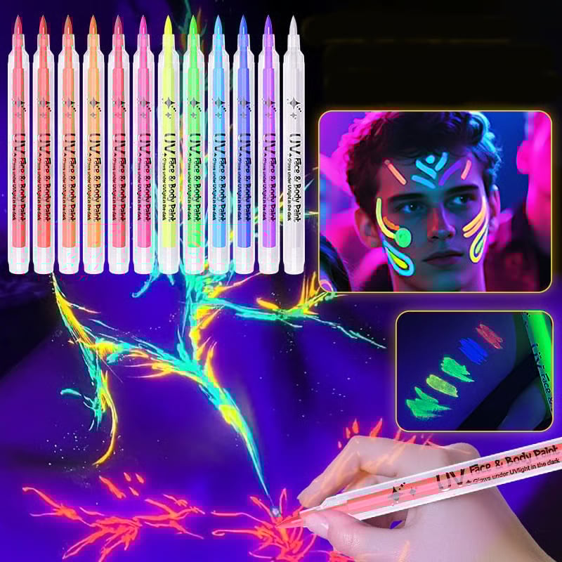 UV Neon Face Paint Markers 12 Colors
