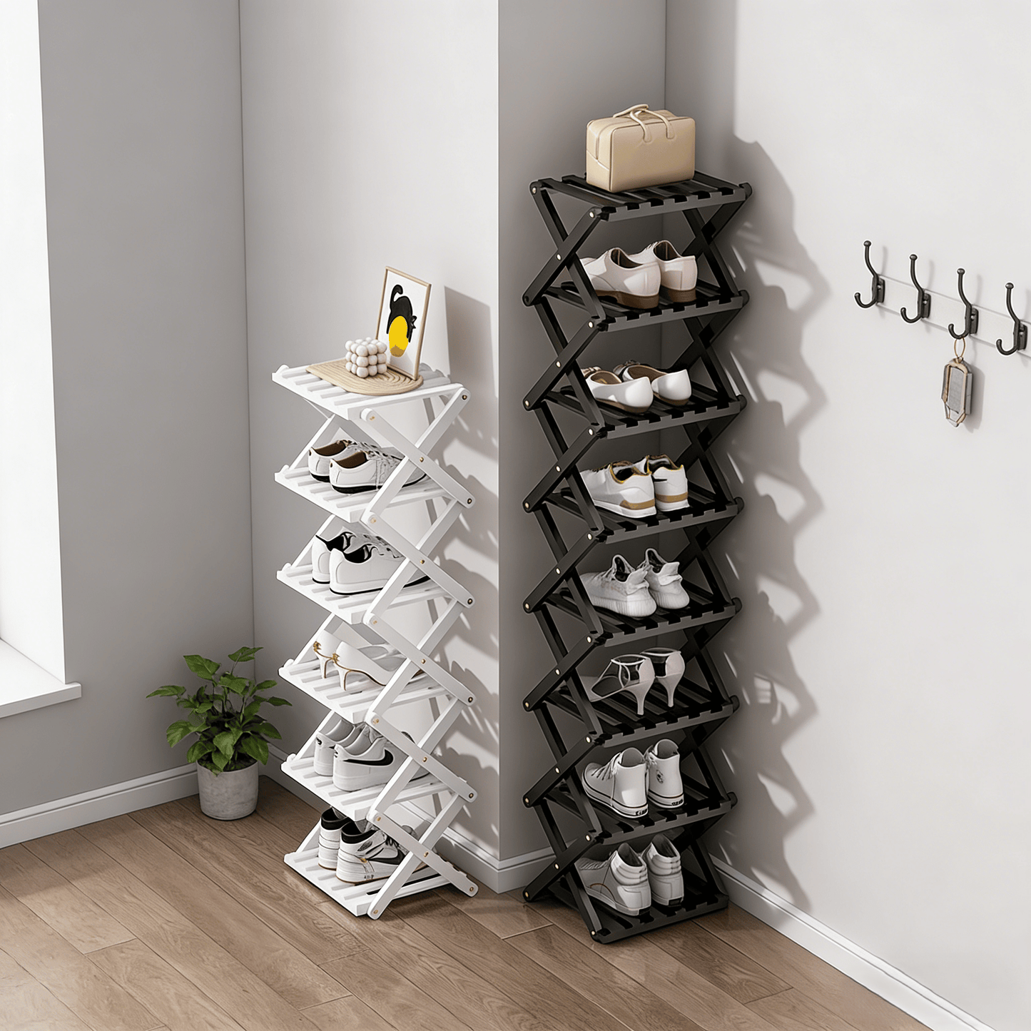 The 9-Tier No-Assembly Bamboo Rack !🌿👟